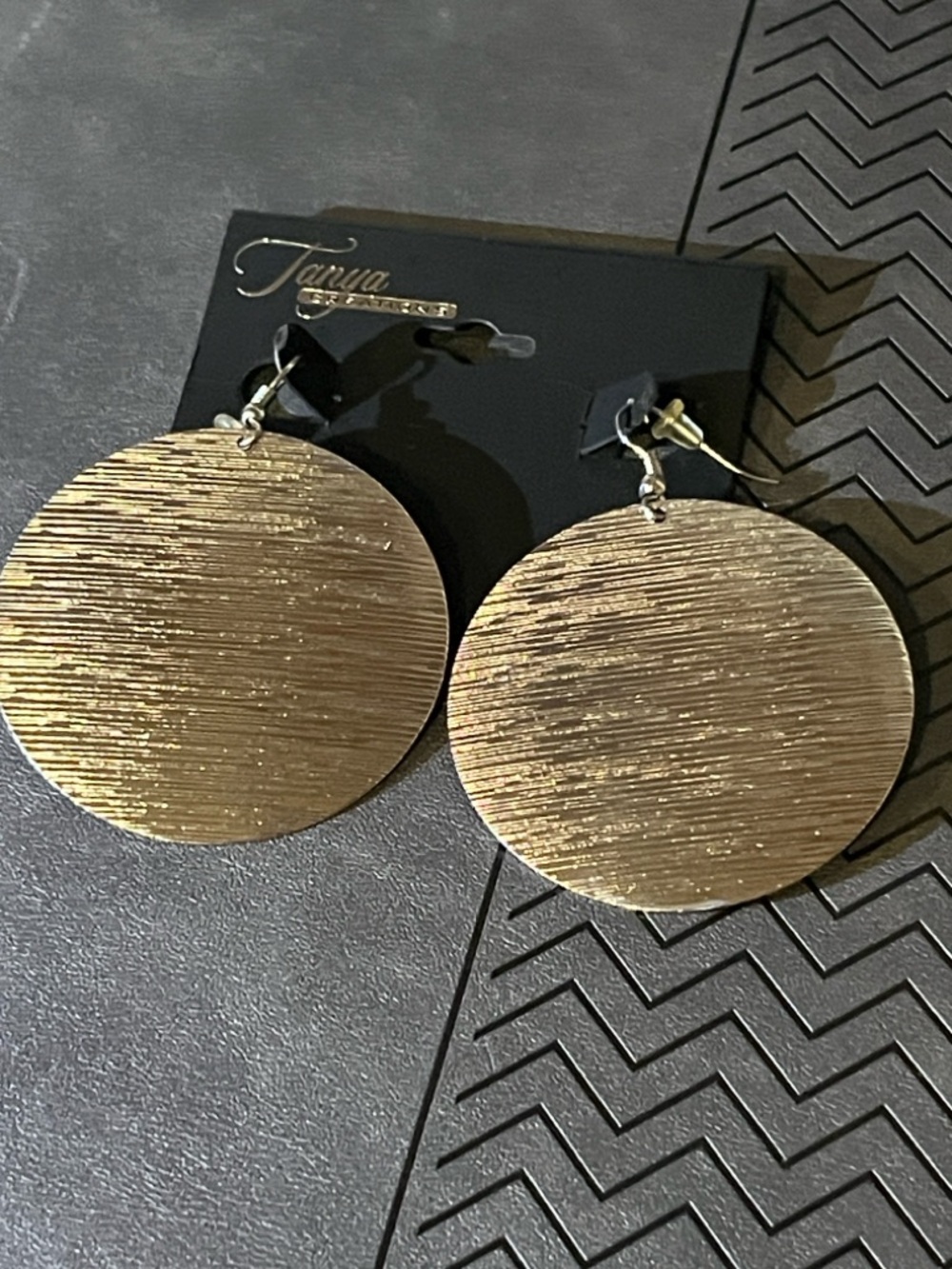 Round Textured Silver Drop Earrings